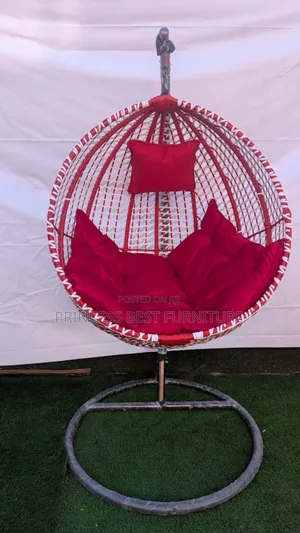 White With Red Cushion Swing Chair