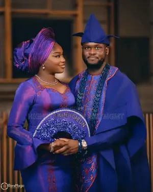 Premium Iridescent Royal Blue Magenta Gown With Crimson Embroidery