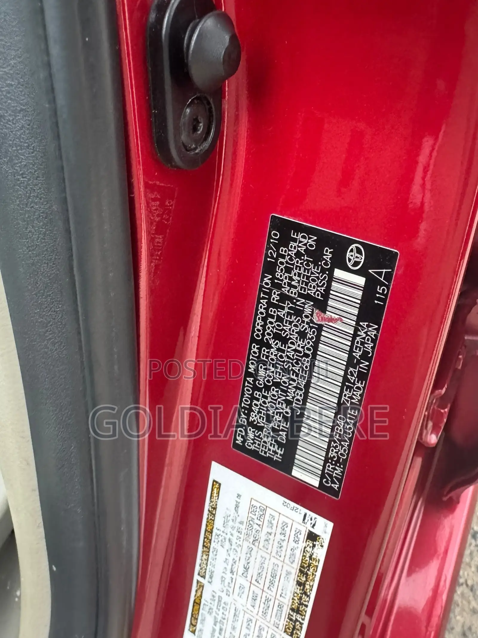 Toyota Corolla 2011 Red