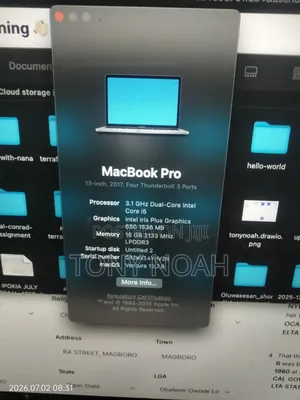 Laptop Apple MacBook Pro 2017 16GB Intel Core i5 SSD 512GB