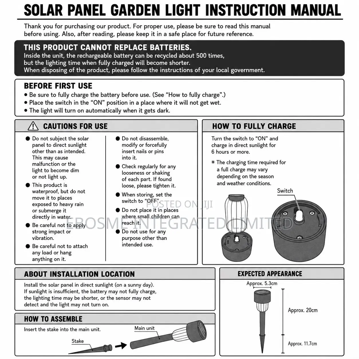 Solar Garden Light 1 Pc