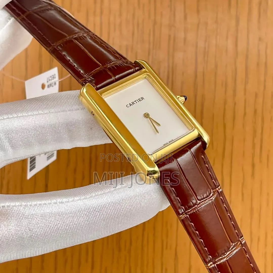 Tank Leather Flat Dial Leather Watch