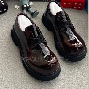 Premium Patent Leather Chunky Platform Derby Shoes -Wine-40-46 Boxed