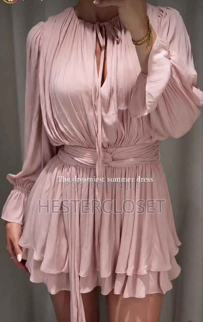 Zr Stylish Long-Sleeved Waist-Clinching Elegant Dress