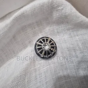 Black Metal Buttons With Silver Stones