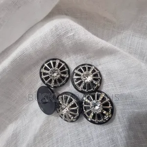 Black Metal Buttons With Silver Stones