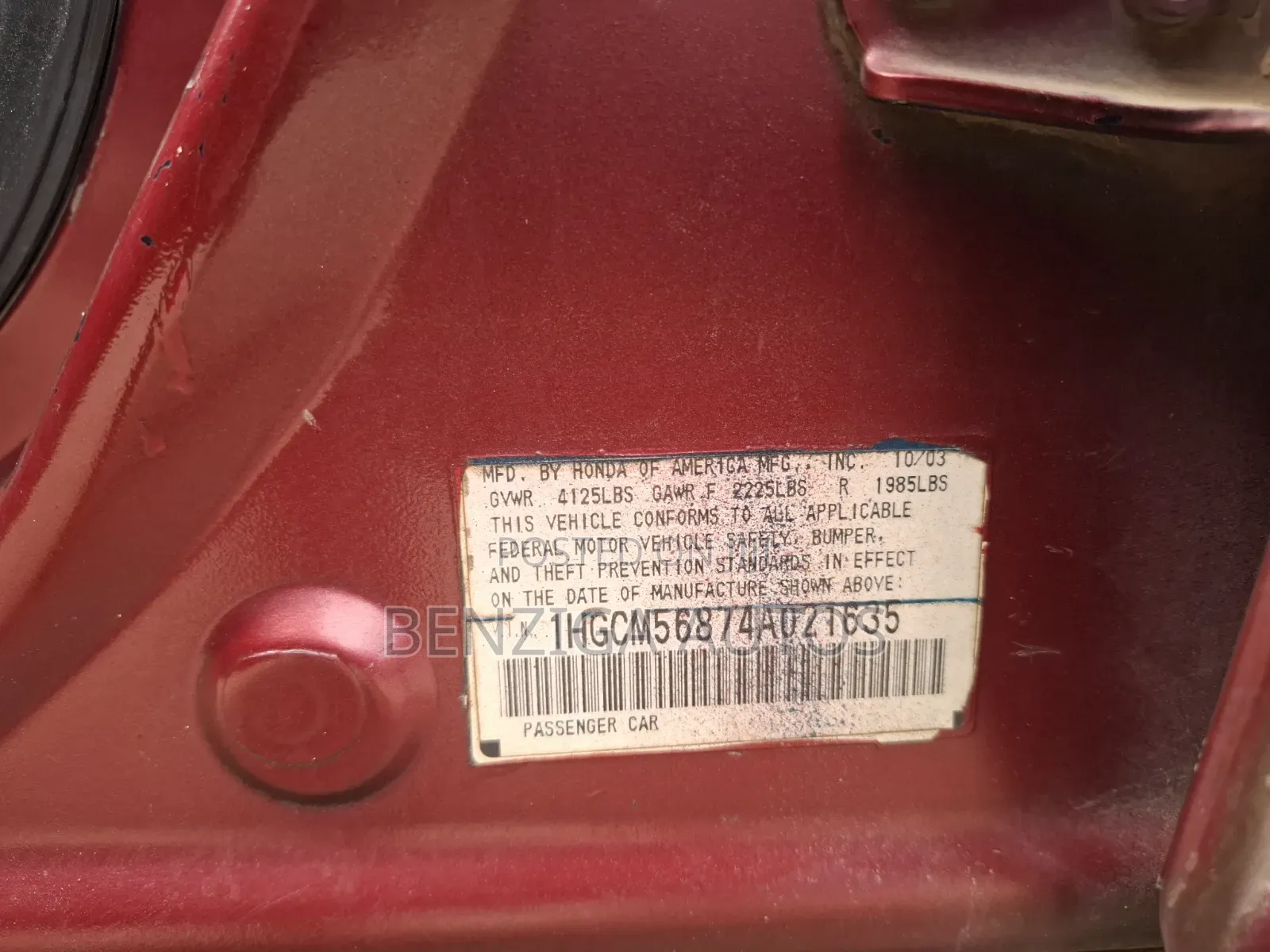 Honda Accord 2004 Red