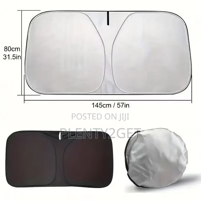 Car Dual-Ring Titanium Silver Sunshade Front Windshield