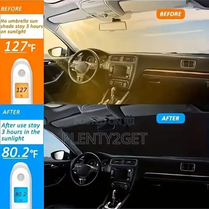Car Dual-Ring Titanium Silver Sunshade Front Windshield