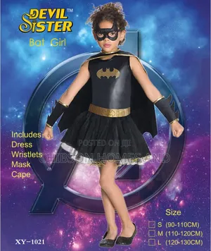 Girls Bat Hero Costume Dress Set