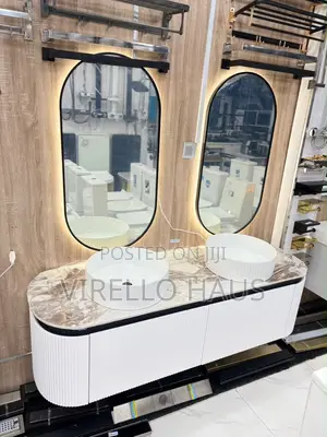 Marble Counter Top Basin With Cabinet and Led Mirror