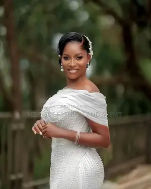 Mesh Wrap Pearl Mermaid Off Shoulder Wedding Dress