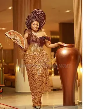 Premium Metallic Bronze Corseted Bridal George Gown