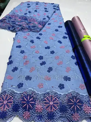 Swiss Voile Lace With Matching Gele– Luxury Party Fabric | 5 Yards