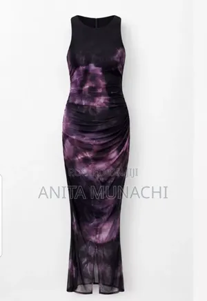 Zara Ruched Mesh Maxi Dress