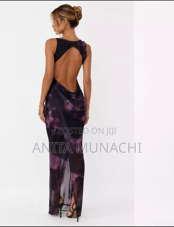 Zara Ruched Mesh Maxi Dress
