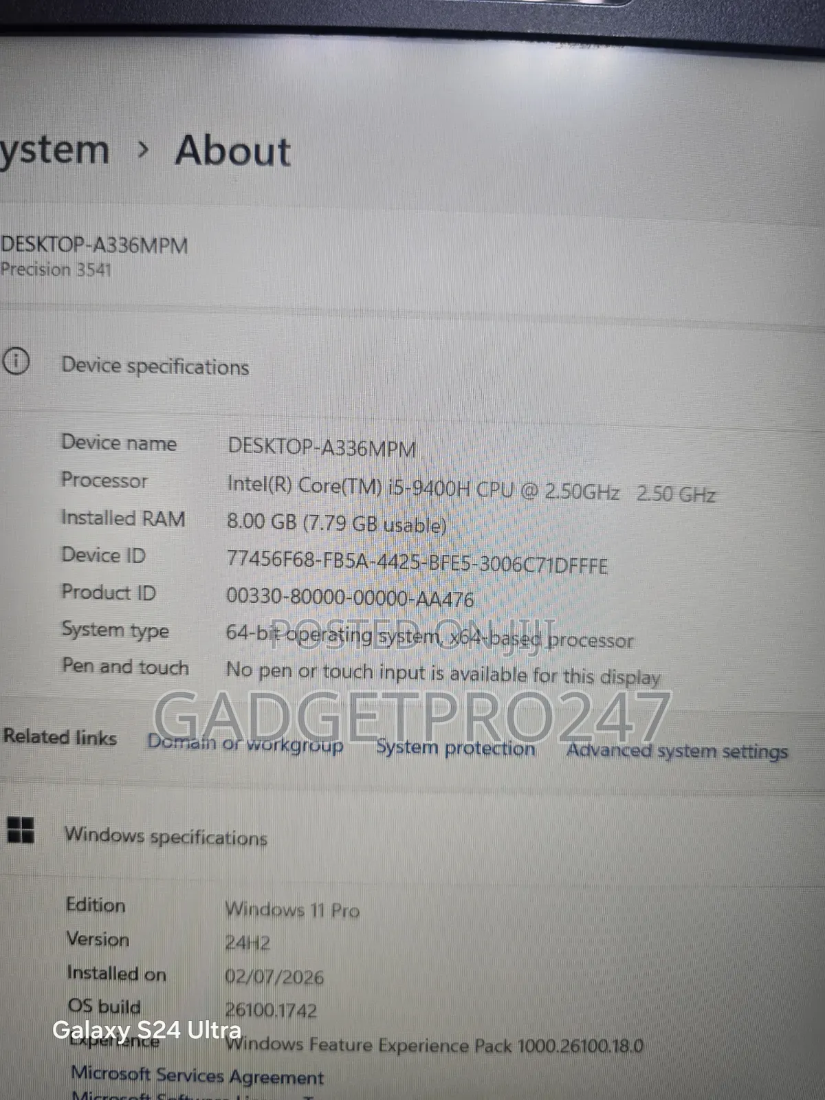 Laptop Dell Precision 3541 8GB Intel Core i5 SSD 256GB