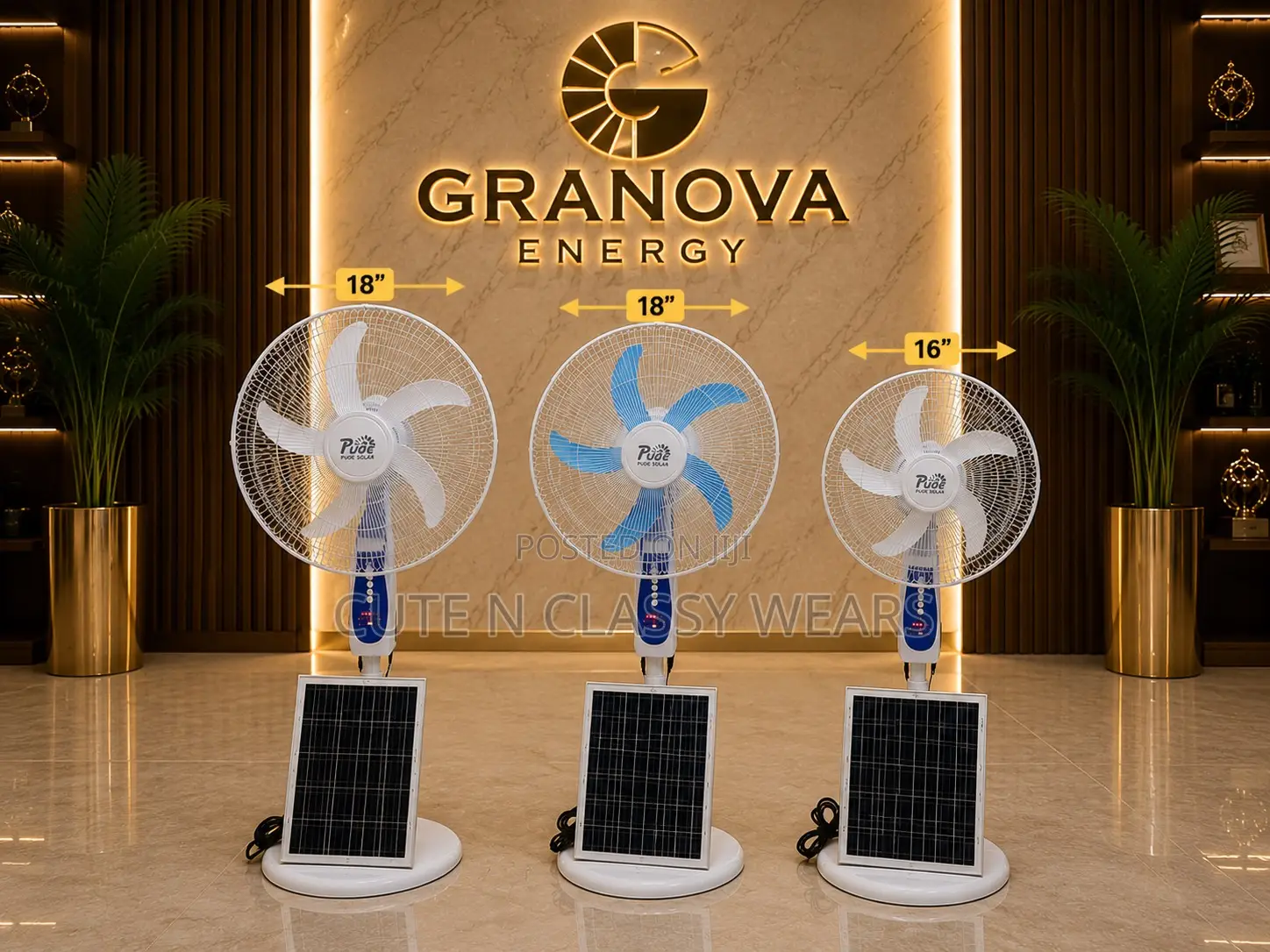 16” Ledon Solar and Rechargeable Fan