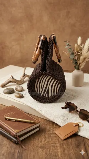 The Espresso Zebra Bamboo Satchel Bag