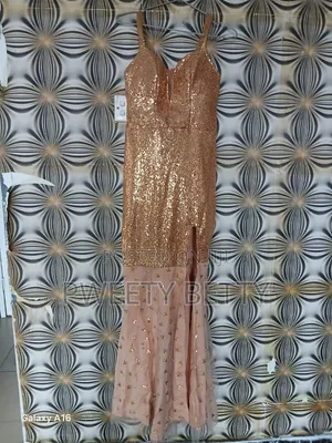 Rose Gold Sequin Mermaid Party Dress Size 12 Spaghetti Strap
