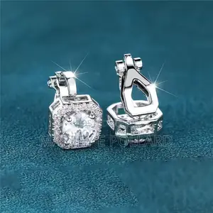 Zirconia Unisex Clip on Quality Silver Earrings Men’S Women’S Studs
