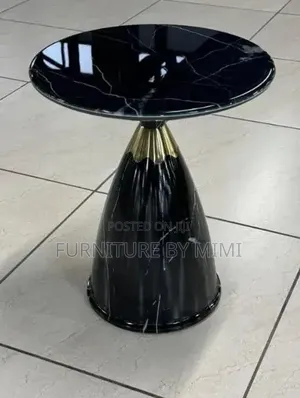 Luxury Ceramic Side Stool / End Table – Walnut Gold Base