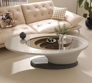 Luxury Oval Coffee Table – White Smoked Glass Finish