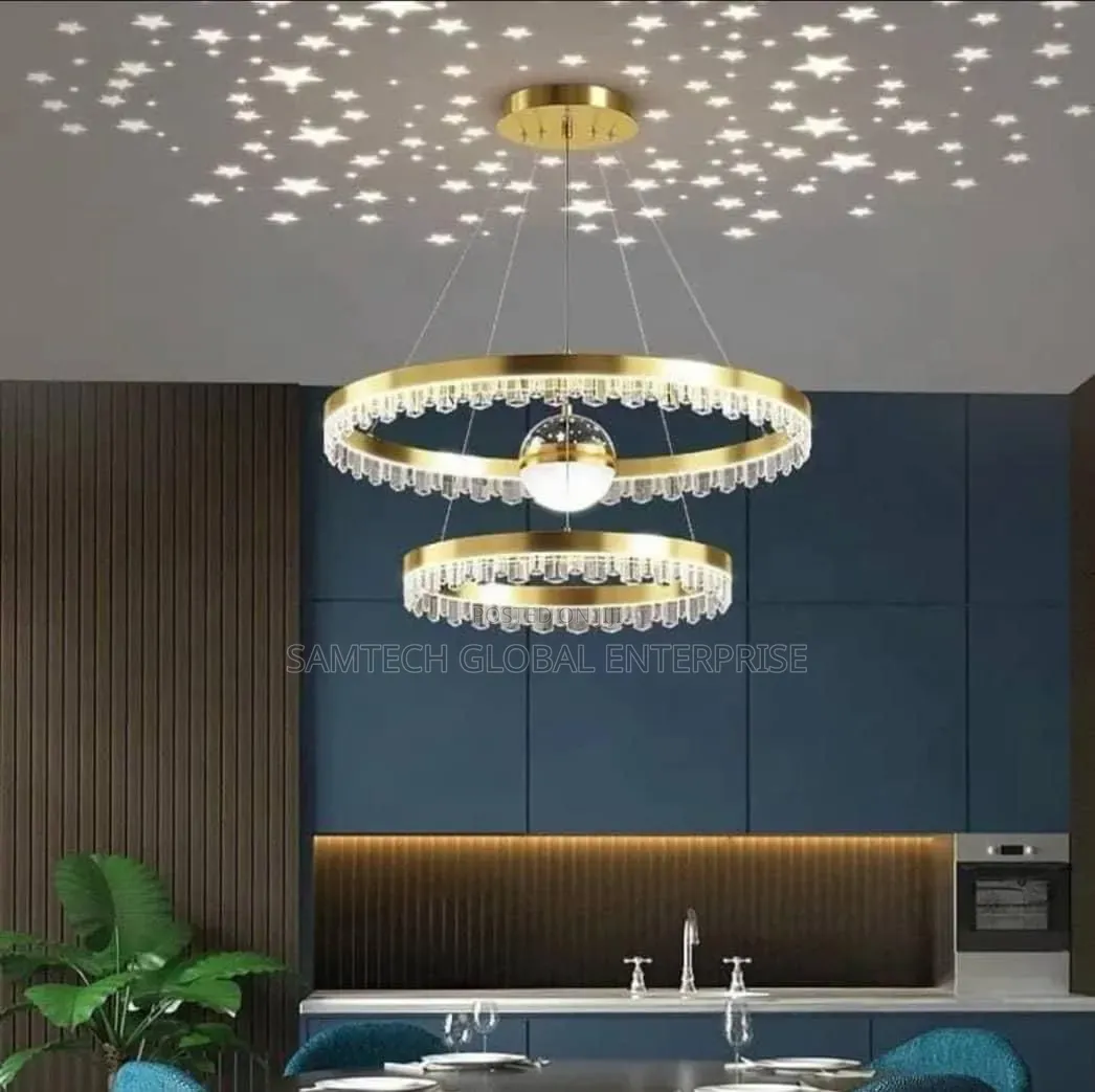 Celestial Gold Crystal Ring Chandelier – A Touch of Luxury Starlight