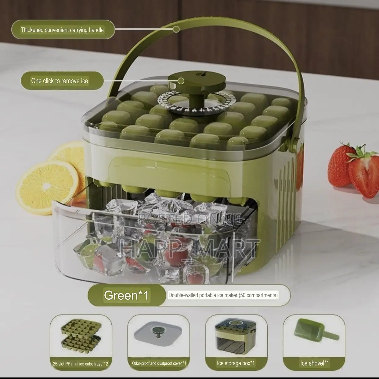 50-grid Ice Cube Maker With Storage Box Scoop