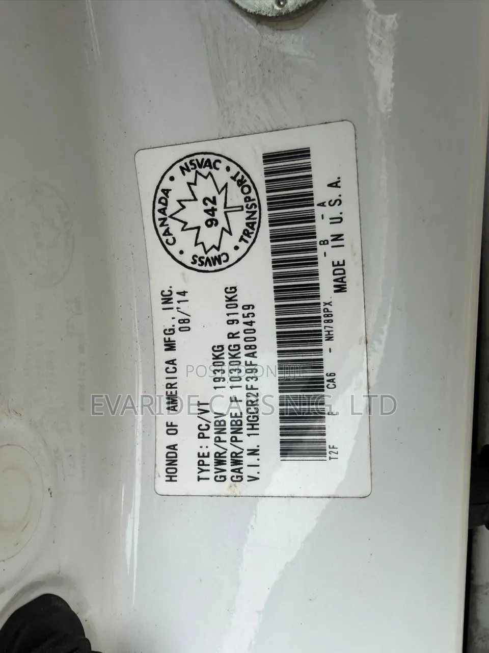 Honda Accord 2015 White