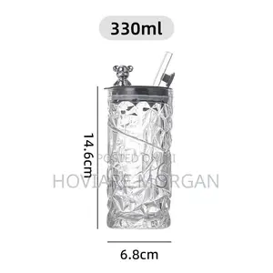 Transparent Glass Cup With Straw