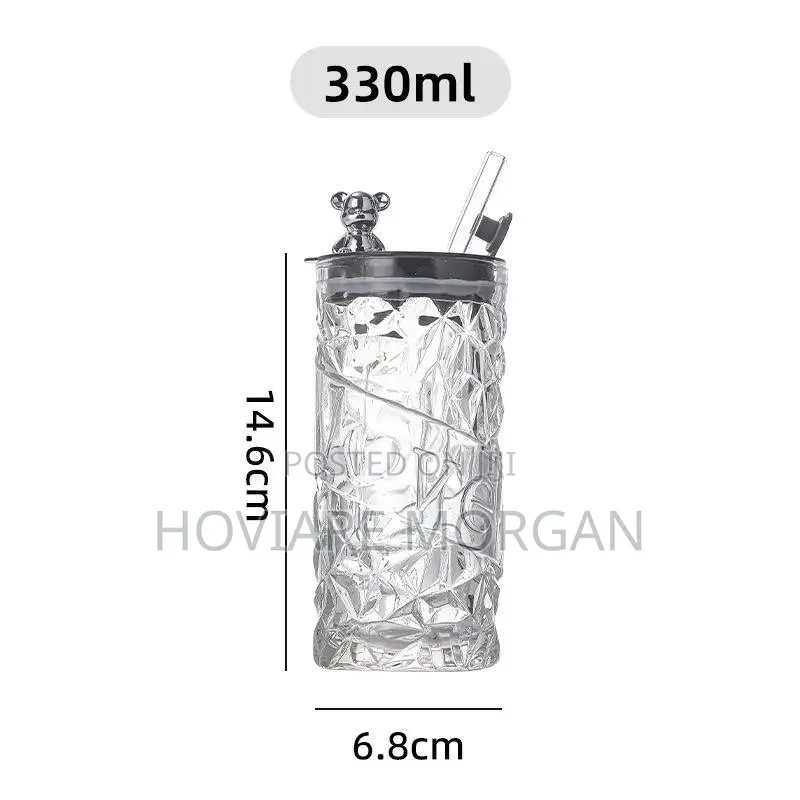Transparent Glass Cup With Straw