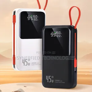 20000mah 45w Fast Charging Power Bank, Ultra Slim With Built-in Cable