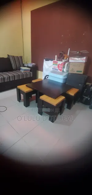 Square Center Table (No Stools), Dark Wood Finish