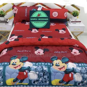 Mickey Mouse Cartoon Character Bedsheet Duvet Set (7x7)