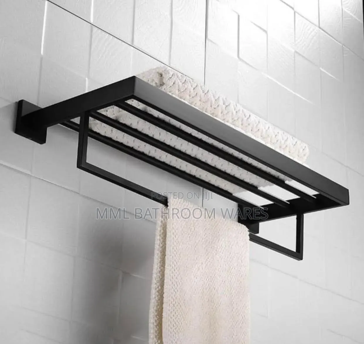 Square Shape Black Multiple Towel Rack