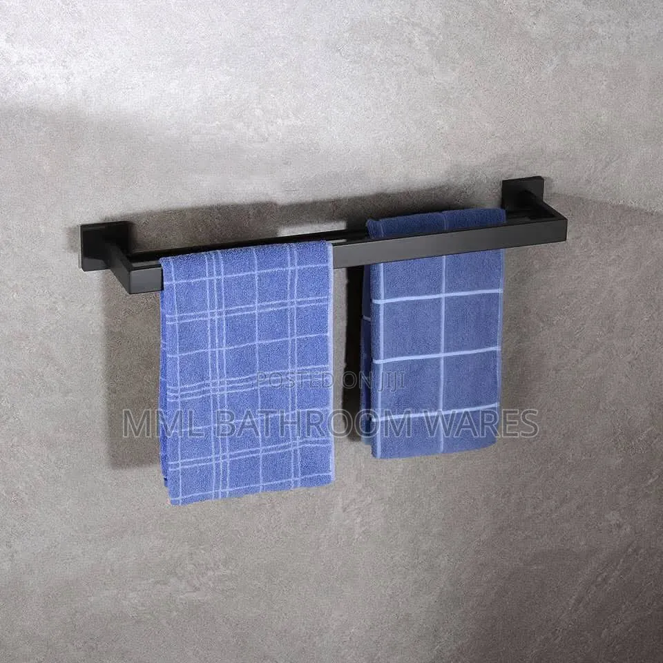 60cm Matte Black Double Towel Holder