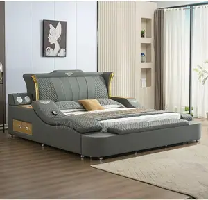 New Leather Electric Multifunctional Storage Bed With Refrigerator