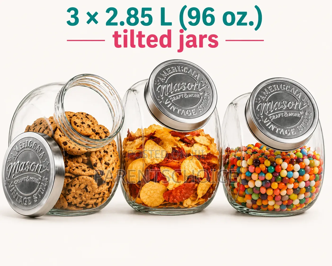 Mason Jars Tilted 2.86l - 3pcs