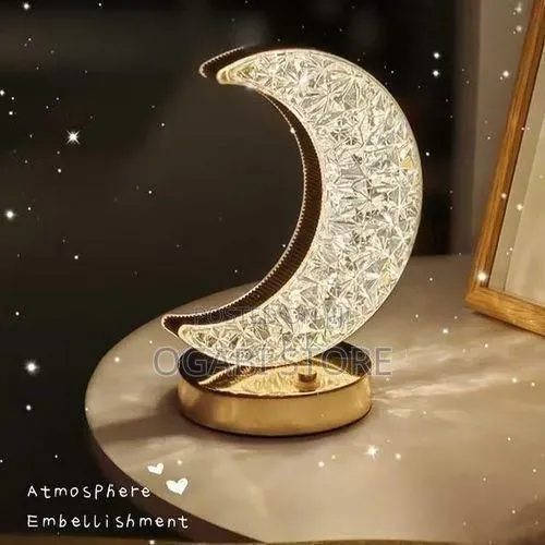 Elegant Crescent Moon Crystal Led Table Lamp