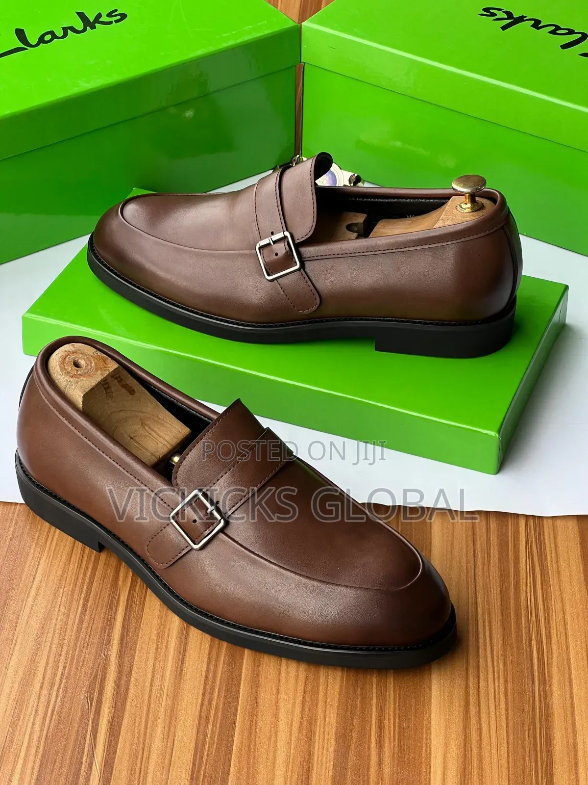 Clarks Leather Monk Strap Loafers