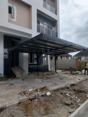 Modern Cantilever Steel Carport With Decorative Laser-Cut