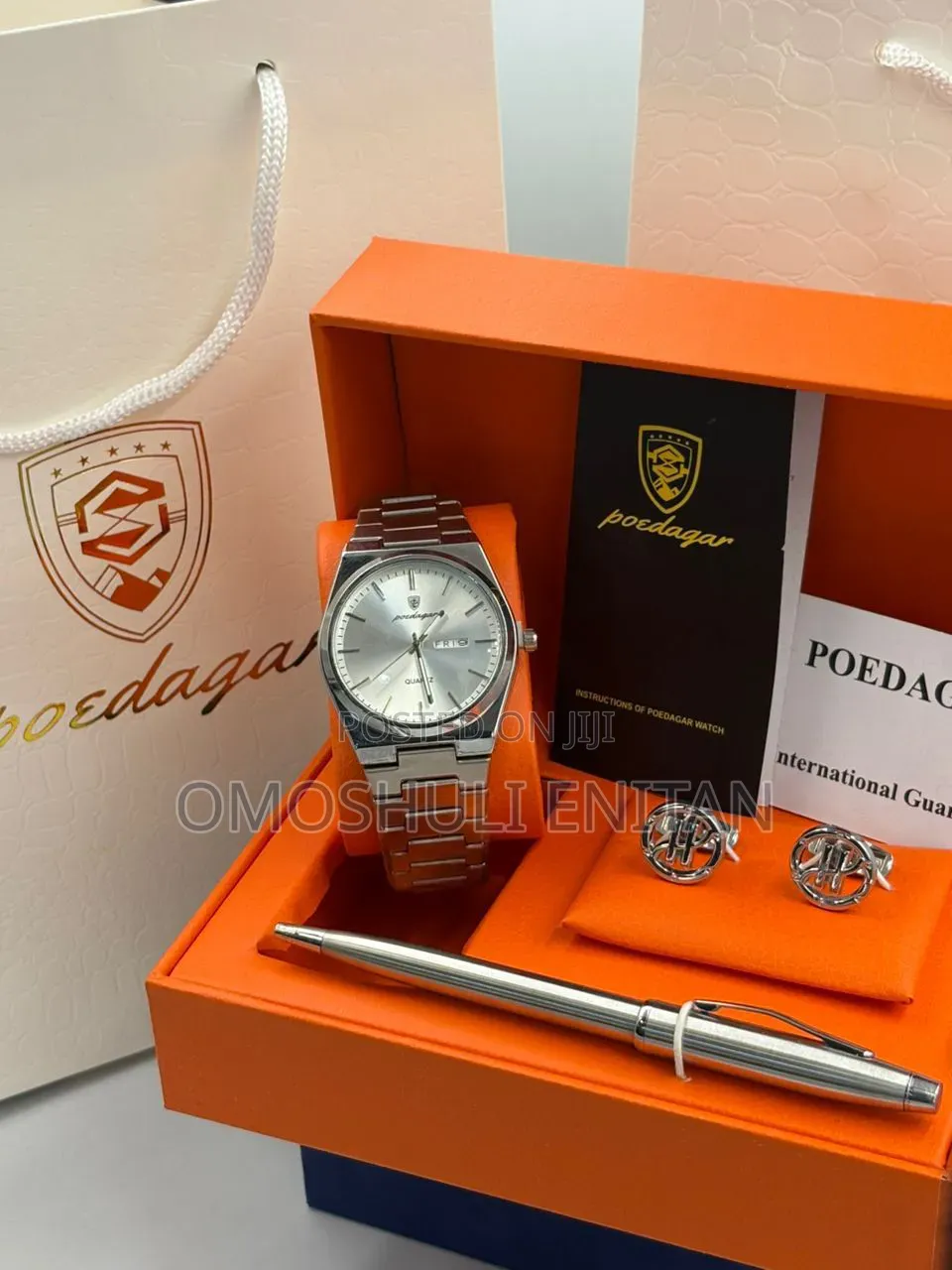 Poedagar Classic Gift Set-Watch, Cufflinks, Pen