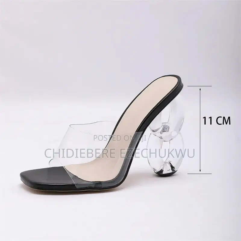 Premium Double Strap Clear Mule Heels
