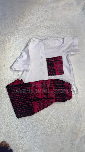 Stylish Unisex White Shirt Ankara Trouser Set | 2-Piece Outfit