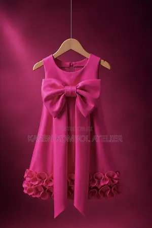Luxury Fuchsia Pink Girls Bow Dress | Premium Party Birthday Dress