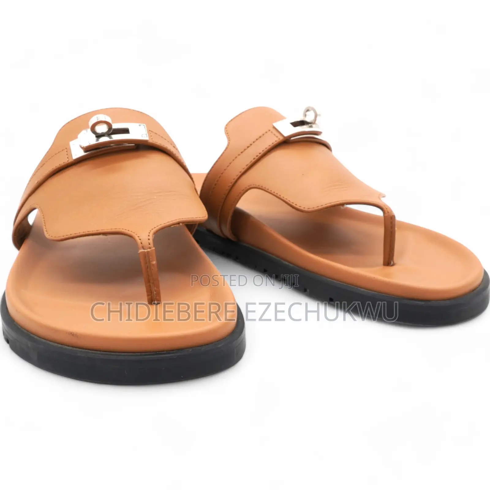 Flat Slide Sandal Featuring an Accent Lock
