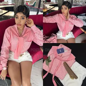 Luxury Women’S Striped Shirt Shorts 2-Piece Set