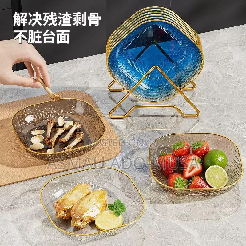 8 Piece Set Transparent Fruit Plate With Stand