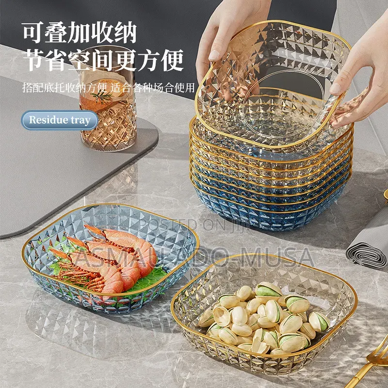 8 Piece Set Transparent Fruit Plate With Stand